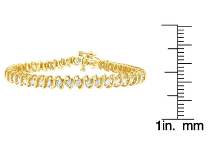 14K Yellow Gold Round Cut Diamond Spiral Link Bracelet (3.00 cttw, H-I Color, SI2-I1 Clarity) - Bijoux-NYC Direct