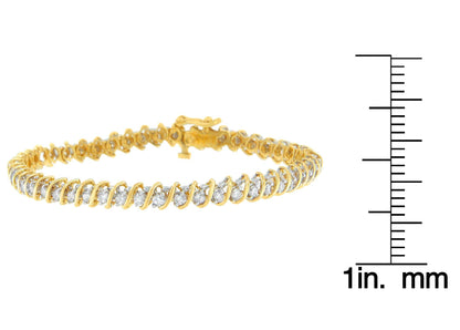 18K Yellow Gold Round Cut Diamond Spiral Link Bracelet (2.00 cttw, I-J Color, I1-I2 Clarity) - Bijoux-NYC Direct