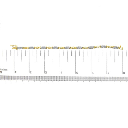 10K Yellow Gold 1.00 Cttw Round-Cut Diamond Spiral Link 7" Bracelet (H-I Color, I2-I3 Clarity)