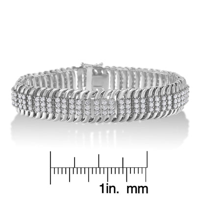 14K White Gold 5.0 Cttw Round Brilliant Cut Diamond 7" S Wave Serpentine Tennis Bracelet (H-I Color, I1-I2 Clarity) - Bijoux-NYC Direct
