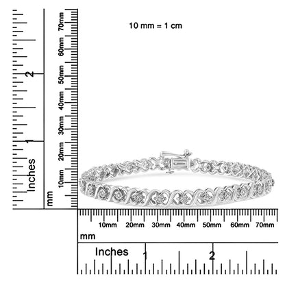 .925 Sterling Silver 1/6 Cttw Miracle Set Diamond Infinity Link and Station Tennis Bracelet (I-J Color, I3 Clarity) - 7.25 " Inches - Bijoux-NYC Direct