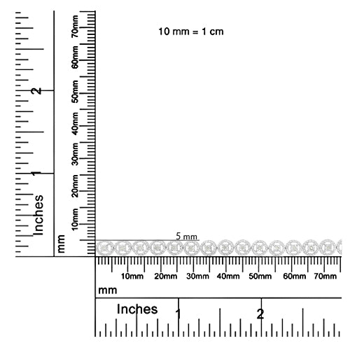 Ruler with dual measurement scales in millimeters and inches on a white background