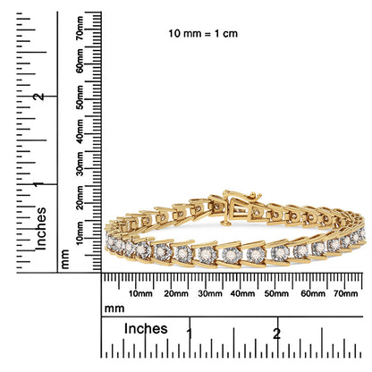 14K Yellow Gold Plated .925 Sterling Silver 2.00 Cttw Miracle Set Diamond Wave Link Bracelet (L-M Color, I2-I3 Clarity) - Size 7.25" - Bijoux-NYC Direct
