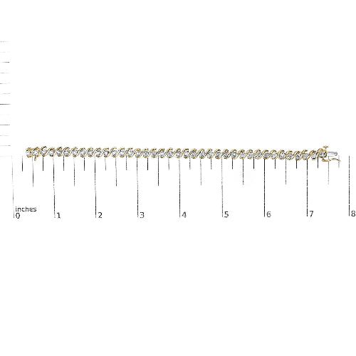 Yellow gold spiral bracelet measuring tool on a white background