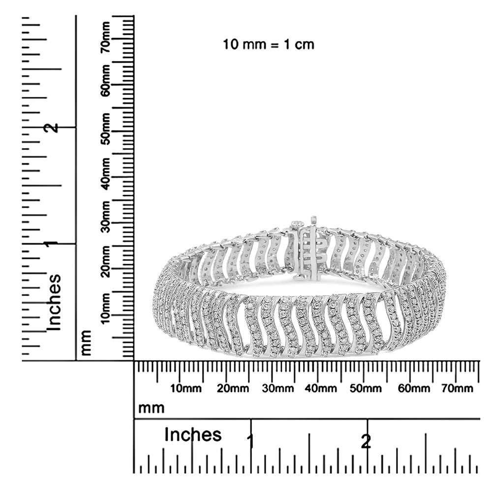 .925 Sterling Silver 5.00 Cttw Round-Cut Diamond "S" Link Bracelet (I-J Color, I3 Clarity) - Size 7.25 - Bijoux-NYC Direct