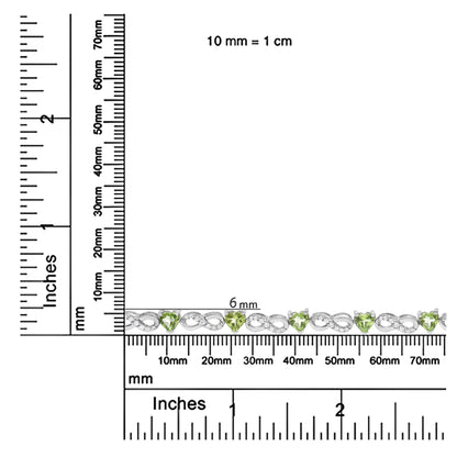 .925 Sterling Silver 1.00 Cttw Diamond and 4.00mm Lab Created Green Heart-Shaped Peridot Infinity Link Bracelet (I-J Color, I2-I3 Clarity) - 7.25" - Bijoux-NYC Direct