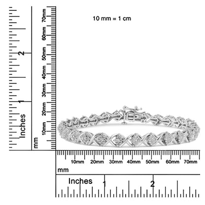 .925 Sterling Silver 1/4 Cttw Round-Cut Diamond "X" Link Bracelet (I-J Color, I3 Clarity) - Size 7.25 " - Bijoux-NYC Direct