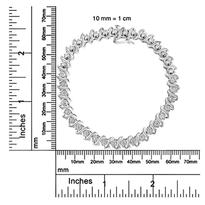 .925 Sterling Silver 1/2 Cttw Diamond Miracle Set "S" Link Tennis Bracelet - (J-K Color, I2-I3 Clarity) - Size 7.50 - Bijoux-NYC Direct