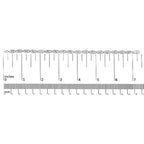 Silver bracelet with a ruler for size reference on a white background