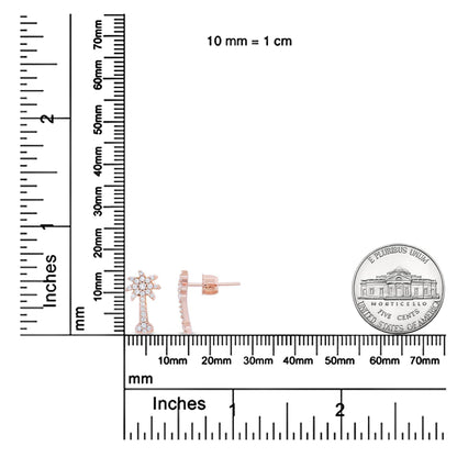 10K Rose Gold 1/4 Cttw Diamond Palm Tree Push Back Stud Earrings (H-I Color, I1-I2 Clarity) - Bijoux-NYC Direct