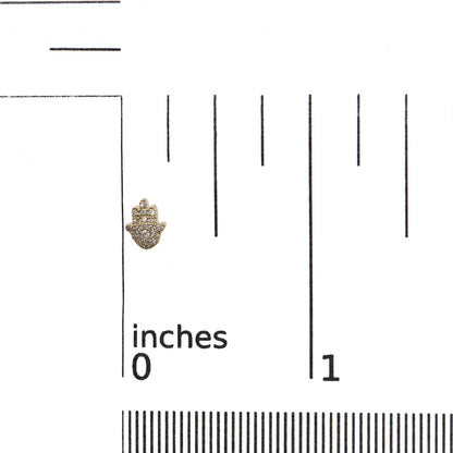 10K Yellow Gold Diamond Accented Hamsa Stud Earrings (H-I Color, I1-I2 Clarity) - Bijoux-NYC Direct