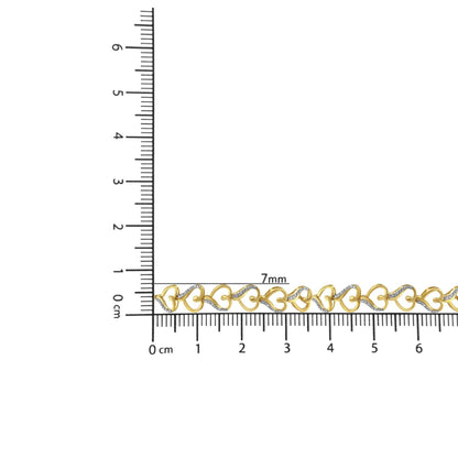 10K Yellow Gold over .925 Sterling Silver Diamond Accented Open Hearts 6”-9” Adjustable Chain Bolo Bracelet (H-I Color, I2-I3 Clarity) - Bijoux-NYC Direct
