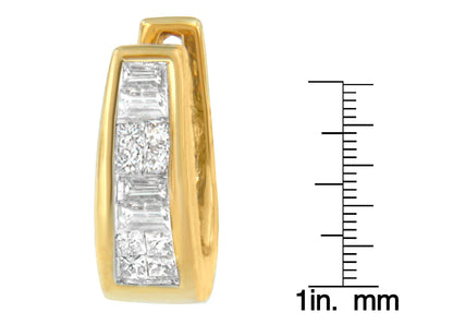 14k Yellow Gold 1/2ct TDW Princess and Baguette Diamond Earrings (I-J,VS1-VS2) - Bijoux-NYC Direct