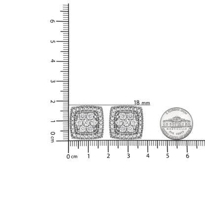.925 Sterling Silver 1/2 Cttw Diamond Miligrain Square Shape Stud Earrings (I-J Color, I2-I3 Clarity) - Bijoux-NYC Direct