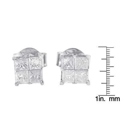 10k White Gold Diamond Stud Earrings (0.60 cttw, I-J Color, I2-I3 Clarity) - Bijoux-NYC Direct