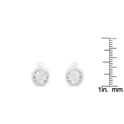 .925 Sterling Silver 1/5 Cttw Round Brilliant-Cut Near Colorless Diamond Miracle-Set Bezel Barrel Style Stud Earrings (I-J Color, I2-I3 Clarity) - Bijoux-NYC Direct