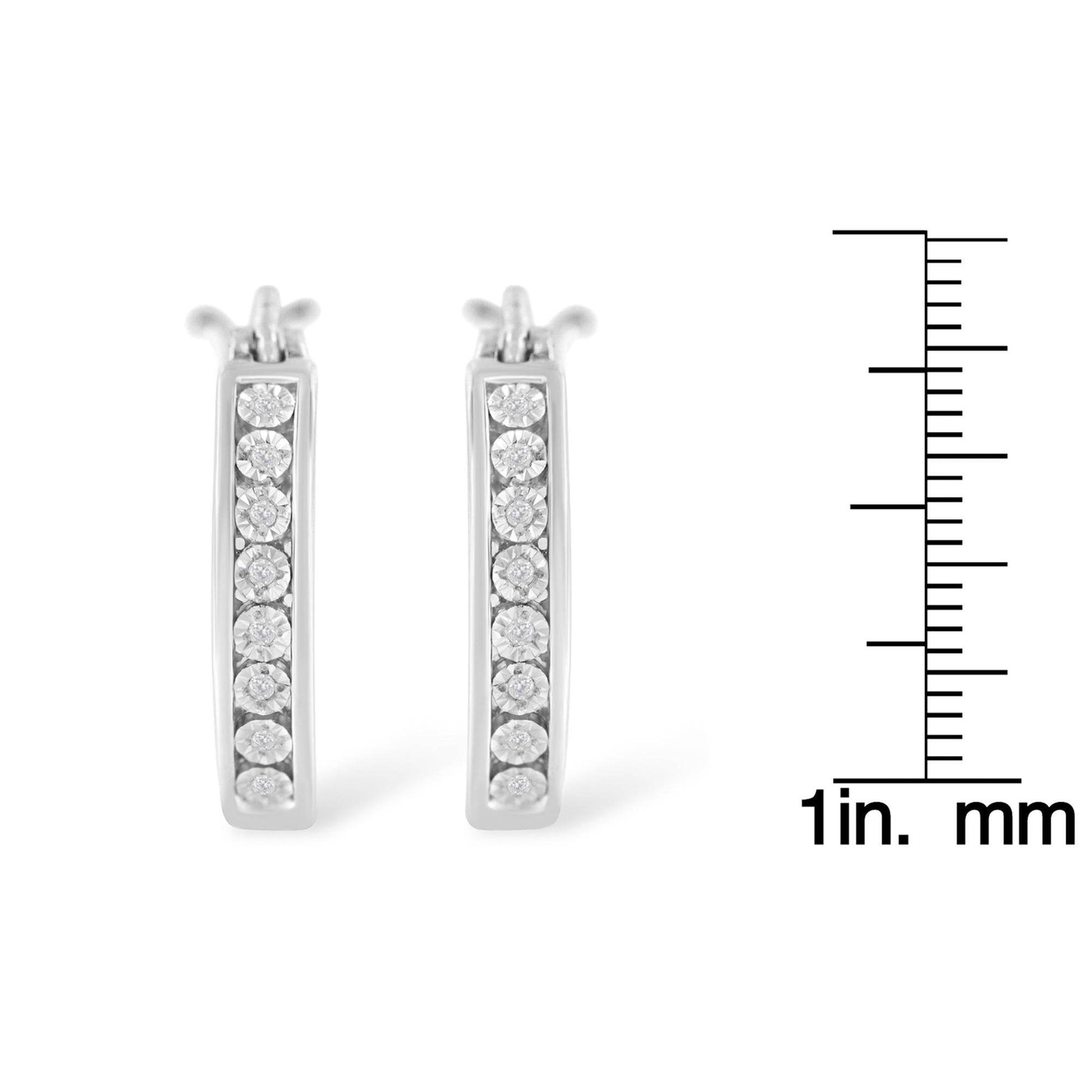 .925 Sterling-Silver Diamond Accent Channel Set Style Hoop Earring (I-J Color, I3 Clarity) - Bijoux-NYC Direct
