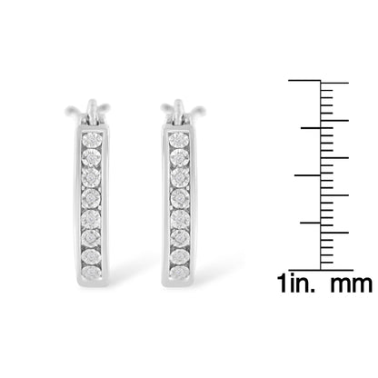 .925 Sterling-Silver Diamond Accent Channel Set Style Hoop Earring (I-J Color, I3 Clarity) - Bijoux-NYC Direct