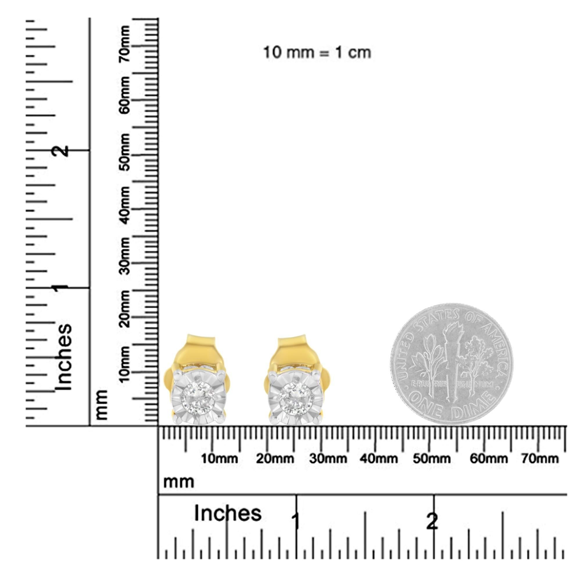 Yellow Plated Sterling Silver Diamond Stud Earring (1/4 cttw, I-J Color, I2-I3 Clarity) - Bijoux-NYC Direct