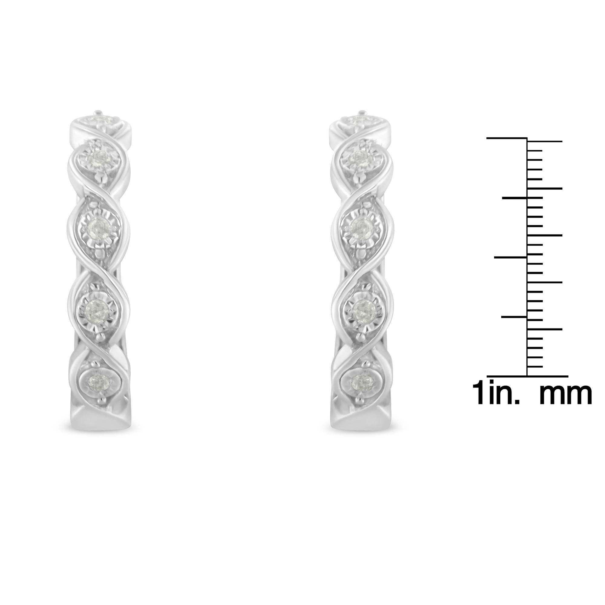 .925 Sterling Silver 1/10 Cttw Miracle-Set Diamond Infinity Swirl Hoop Earrings (I-J Color, I3 Clarity) - Bijoux-NYC Direct