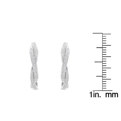Sterling-Silver Diamond Hoop Earring (0.75 cttw, I-J Color, I2-I3 Clarity) - Bijoux-NYC Direct