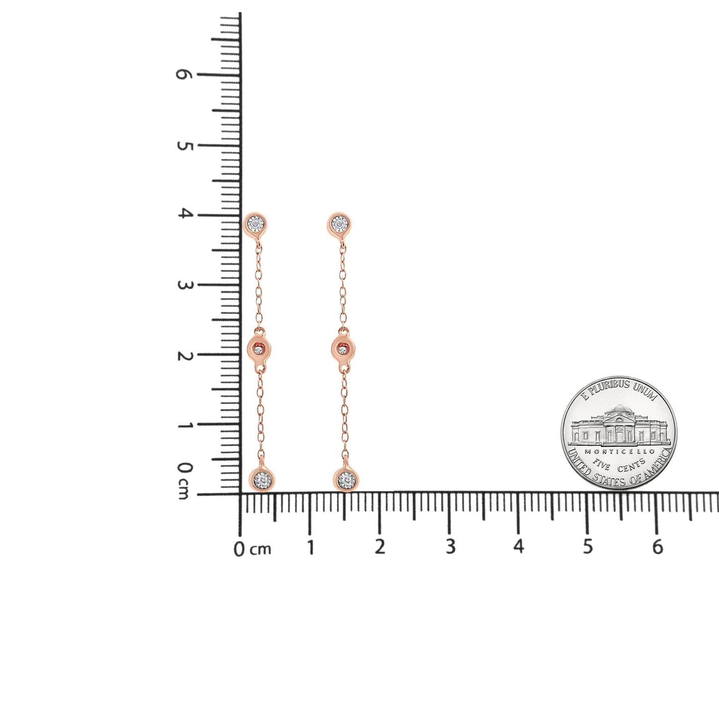 10K Rose Gold Plated .925 Sterling Silver 1/15 Cttw Diamond Dangle Earring (I-J Color, I3-Promo Clarity) - Bijoux-NYC Direct