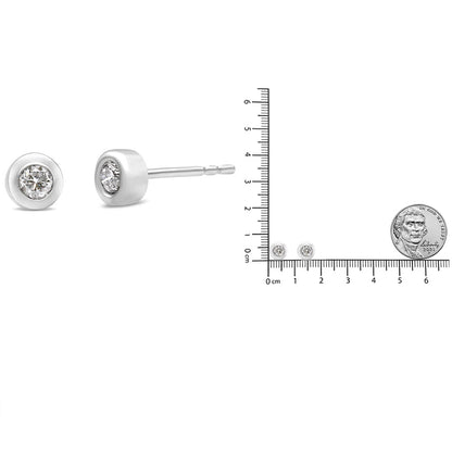 10K White Gold 1/5 Cttw Round Brilliant-Cut Near Colorless Diamond Bezel-Set Stud Earrings (H-I Color, I1-I2 Clarity) - Bijoux-NYC Direct