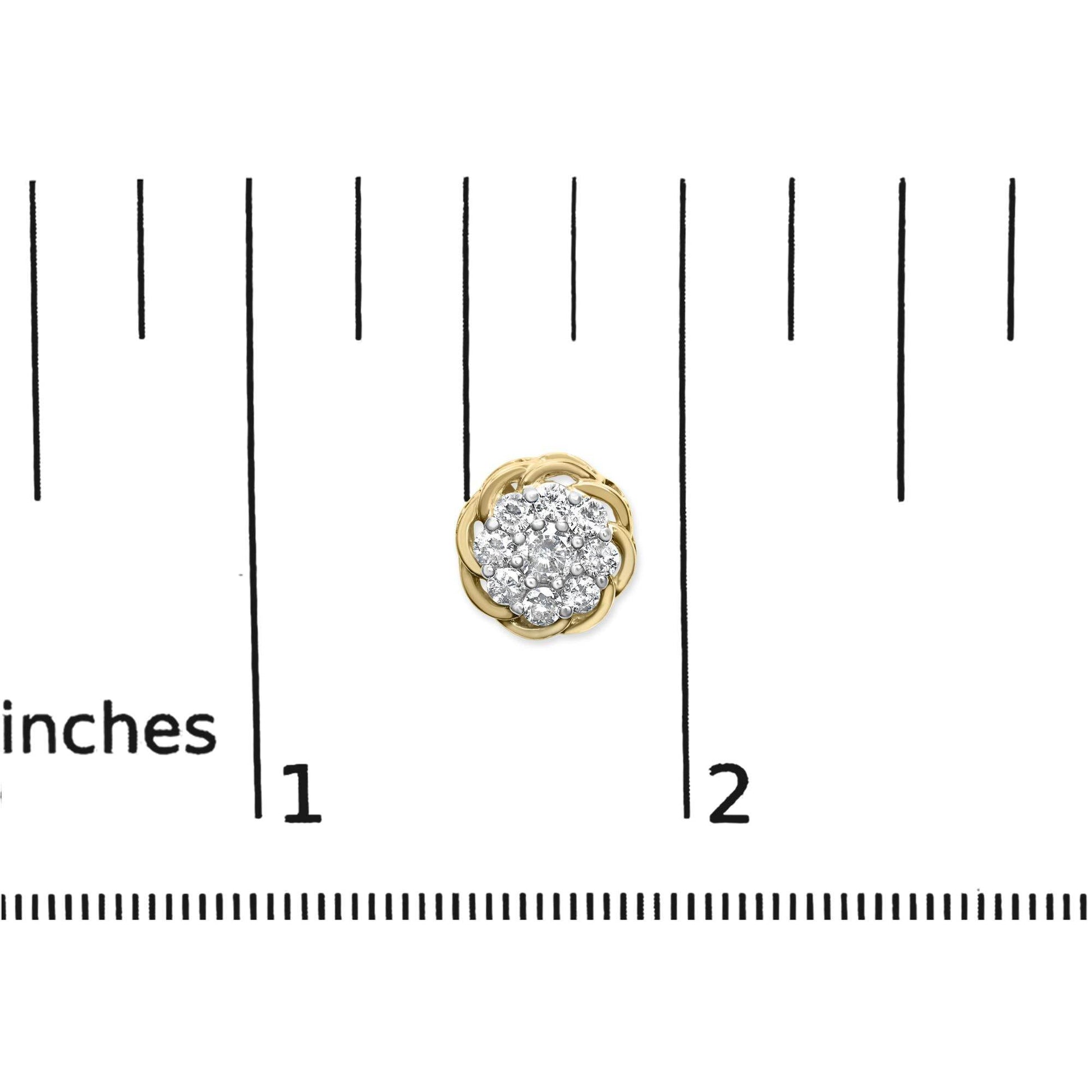 10K Yellow Gold Plated .925 Sterling Silver 1/2 Cttw Diamond Cluster Stud Earrings (J-K Color, I2-I3 Clarity) - Bijoux-NYC Direct