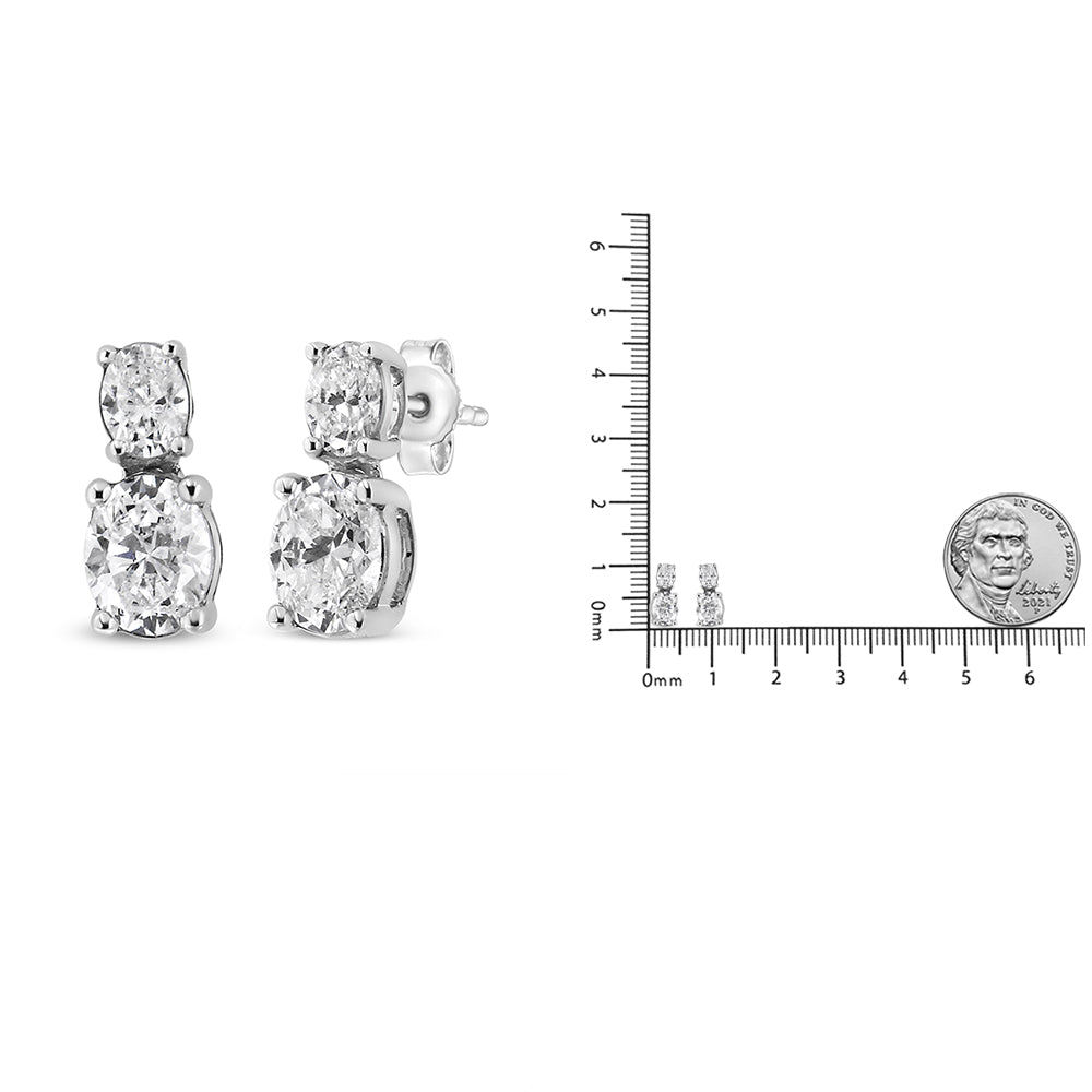 14K White Gold 1.0 Cttw Oval Lab Grown Diamond 2 Stone Drop and Dangle Stud Earrings (G-H Color, VS2-SI1 Clarity) - Bijoux-NYC Direct