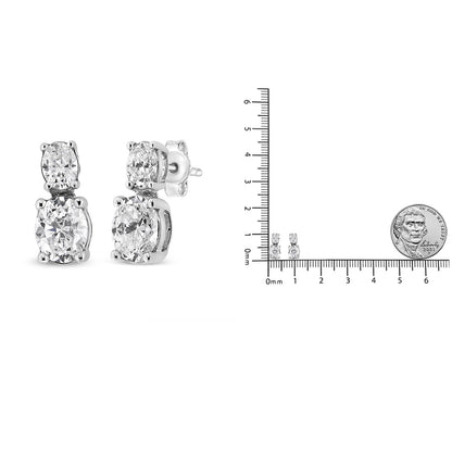 14K White Gold 1.0 Cttw Oval Lab Grown Diamond 2 Stone Drop and Dangle Stud Earrings (G-H Color, VS2-SI1 Clarity) - Bijoux-NYC Direct
