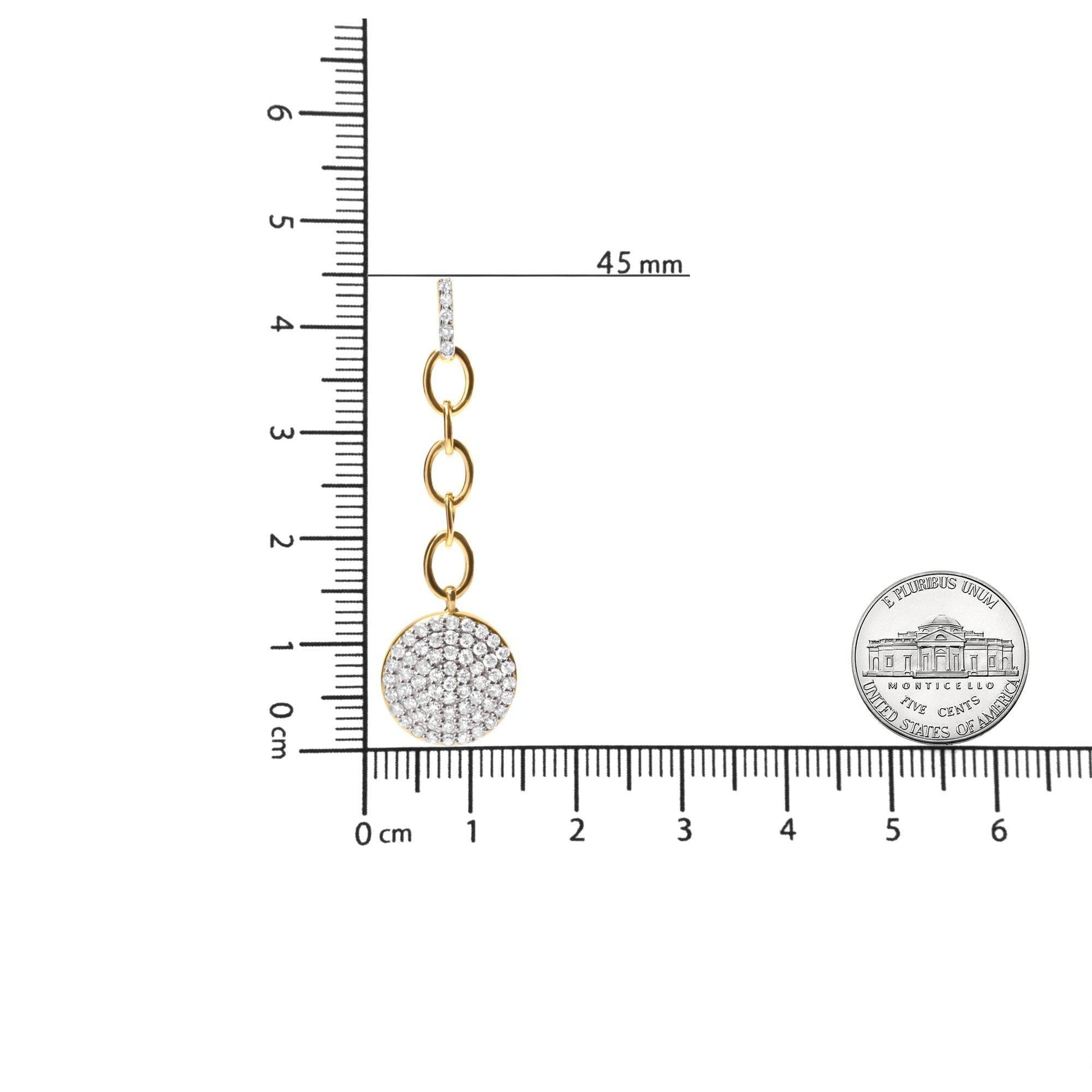 18K Yellow Gold Plated .925 Sterling Silver 1.0 Cttw Diamond Composite Cluster Dangle Chain Earrings (I-J Color, I1-I2 Clarity) - Bijoux-NYC Direct