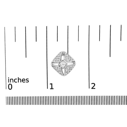 .925 Sterling Silver 1.0 Cttw Diamond Studded Rhombus Stud Earring (H-I Color, I2-I3 Clarity) - Bijoux-NYC Direct