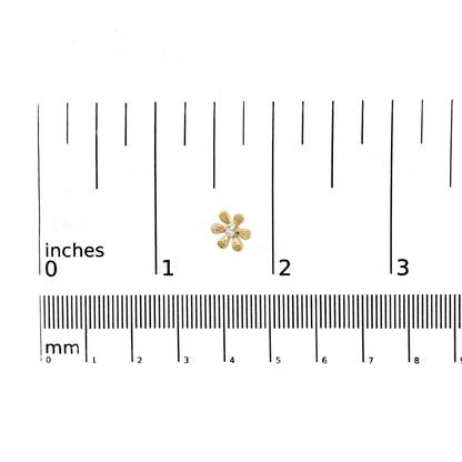 10K Yellow Gold Bezel Set Diamond Accent Hammered Finish Floral Stud Earrings (I-J Color, I1-I2 Clarity) - Bijoux-NYC Direct
