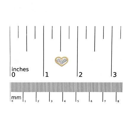 10K Yellow Gold 1/10 Cttw Diamond Heart and Beaded Halo Stud Earrings (I-J Color, I1-I2 Clarity) - Bijoux-NYC Direct
