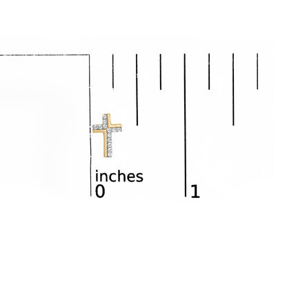 14K Yellow Gold Plated .925 Sterling Silver 1/10 Cttw Diamond Cross Stud Earring (I-J Color, I3 Clarity) - Bijoux-NYC Direct