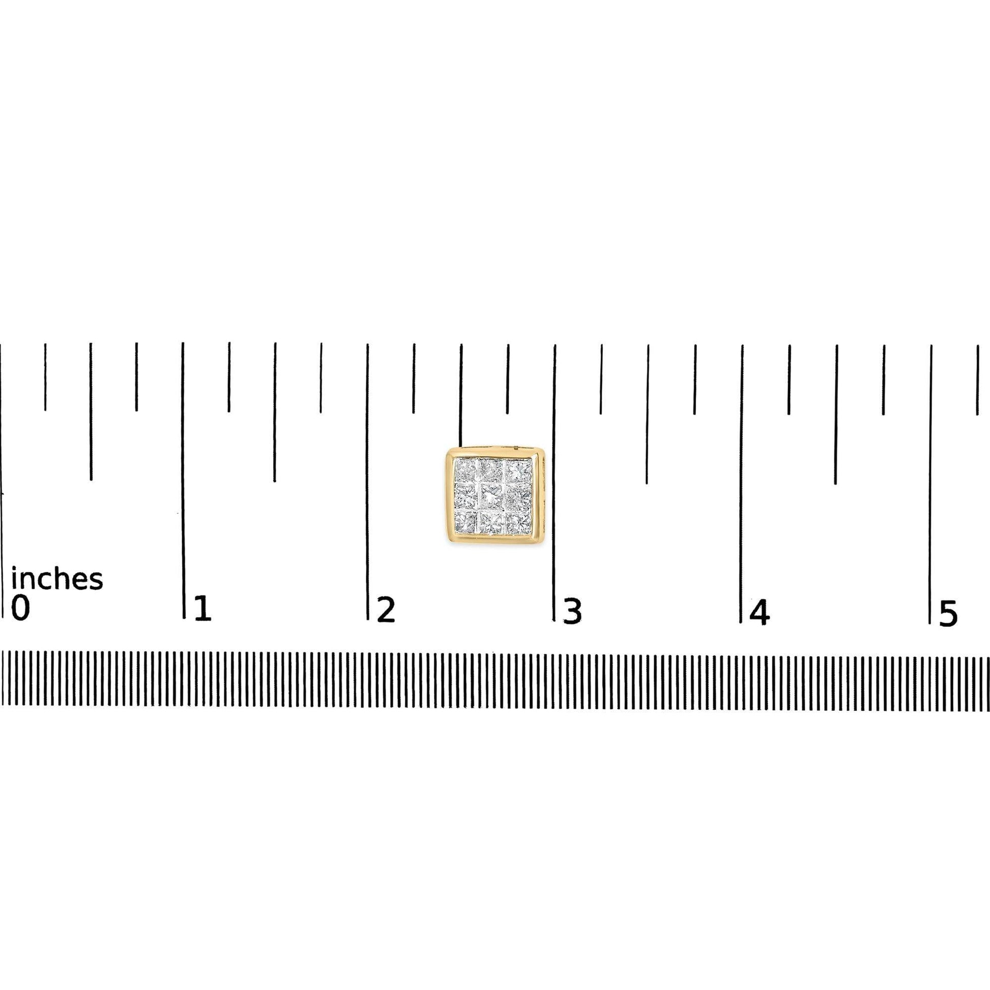14K Yellow Gold 1.0 Cttw Princess Cut Diamond Composite Stud Earrings with Screw Backs (J-K Color, SI1-SI2 Clarity) - Bijoux-NYC Direct
