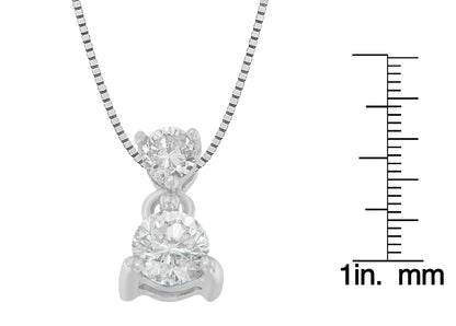 14K White Gold 1/2 cttw Round Cut Diamond Pendant Necklace (I-J, I1-I2) - Bijoux-NYC Direct