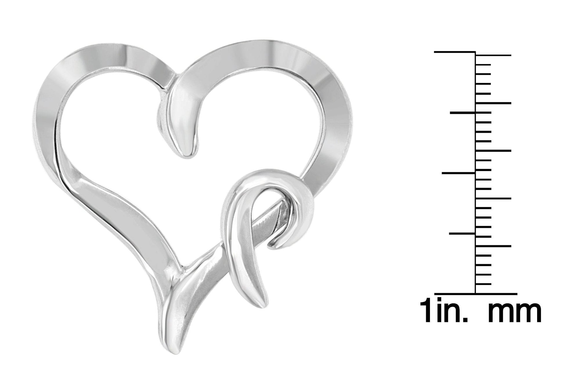 .925 Sterling Silver Heart Shaped Pendant Necklace - Bijoux-NYC Direct