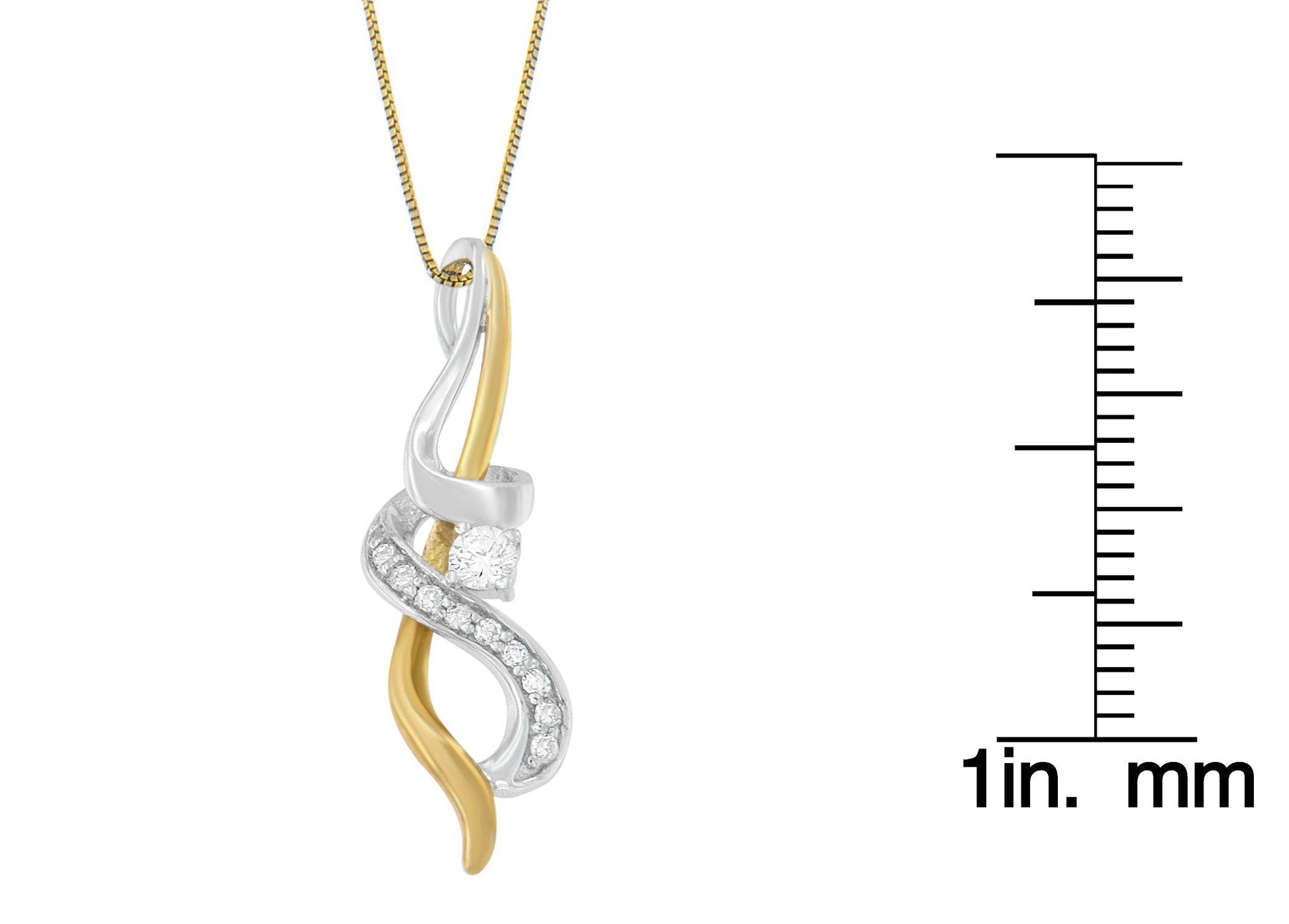 Espira 10K Two-tone Gold 1/5 cttw Diamond Intertwined Swirl Pendant Necklace (J-K, I1-I2) - Bijoux-NYC Direct
