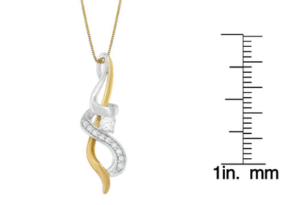 Espira 10K Two-tone Gold 1/5 cttw Diamond Intertwined Swirl Pendant Necklace (J-K, I1-I2) - Bijoux-NYC Direct