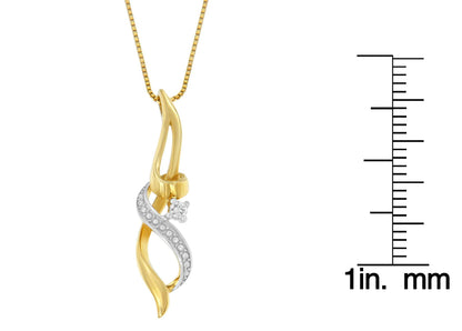 Espira 10K Yellow Gold 1/20 cttw Round Cut Diamond Accent Swirl Pendant Necklace (H-I, I1-I2) - Bijoux-NYC Direct