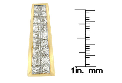 14K Yellow Gold 1 1/2 cttw Princess Cut Diamond Greek Column Pendant Necklace (G-H, VS1-VS2) - Bijoux-NYC Direct