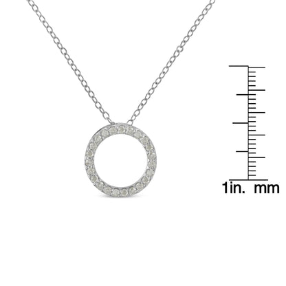 .925 Sterling Silver 1/4 Cttw Round-cut Diamond Open Circle Halo 18" Pendant Necklace (I-J Color, I2-I3 Clarity) - Bijoux-NYC Direct