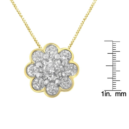 2 Micron 10K Yellow Gold plated .925 Sterling Silver 1/4 cttw Diamond Cluster Pendant Necklace (I-J, I2-I3) - Bijoux-NYC Direct
