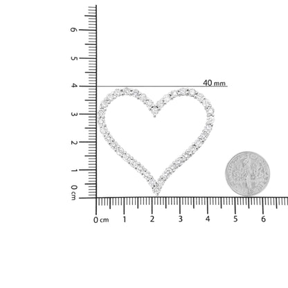 .925 Sterling Silver 3.0 cttw Round-Cut Diamond Open Heart Pendant Necklace (I-J Color, I2-I3 Clarity) - 18" - Bijoux-NYC Direct