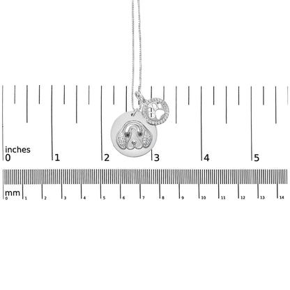 .925 Sterling Silver 1/5 Cttw White and Black Diamond Beagle Dog Medallion and Charm 18" Pendant Necklace (I-J Color, I2-I3 Clarity)