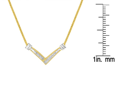 14K Yellow and White Gold 1/4 Cttw Princess Cut Diamond Channel-Set “V” Shape 18" Pendant Necklace (H-I Color, SI2-I1 Clarity) - Bijoux-NYC Direct