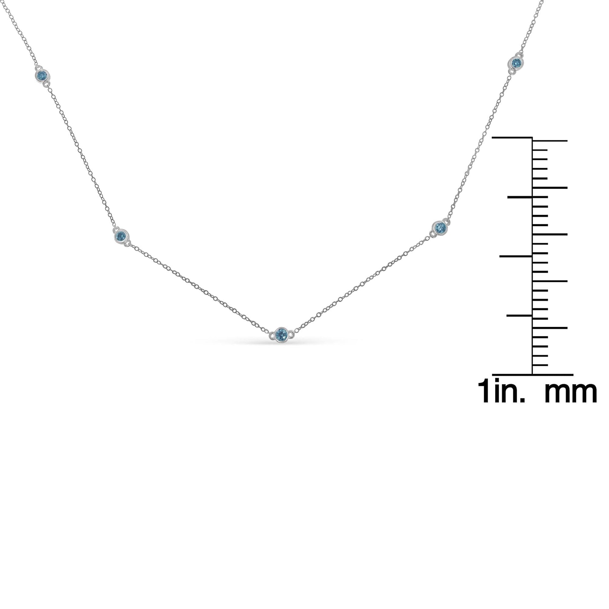 Sterling Silver Treated Diamond By Yard Necklace (1/2 cttw, Blue Color, I2-I3 Clarity) - Bijoux-NYC Direct