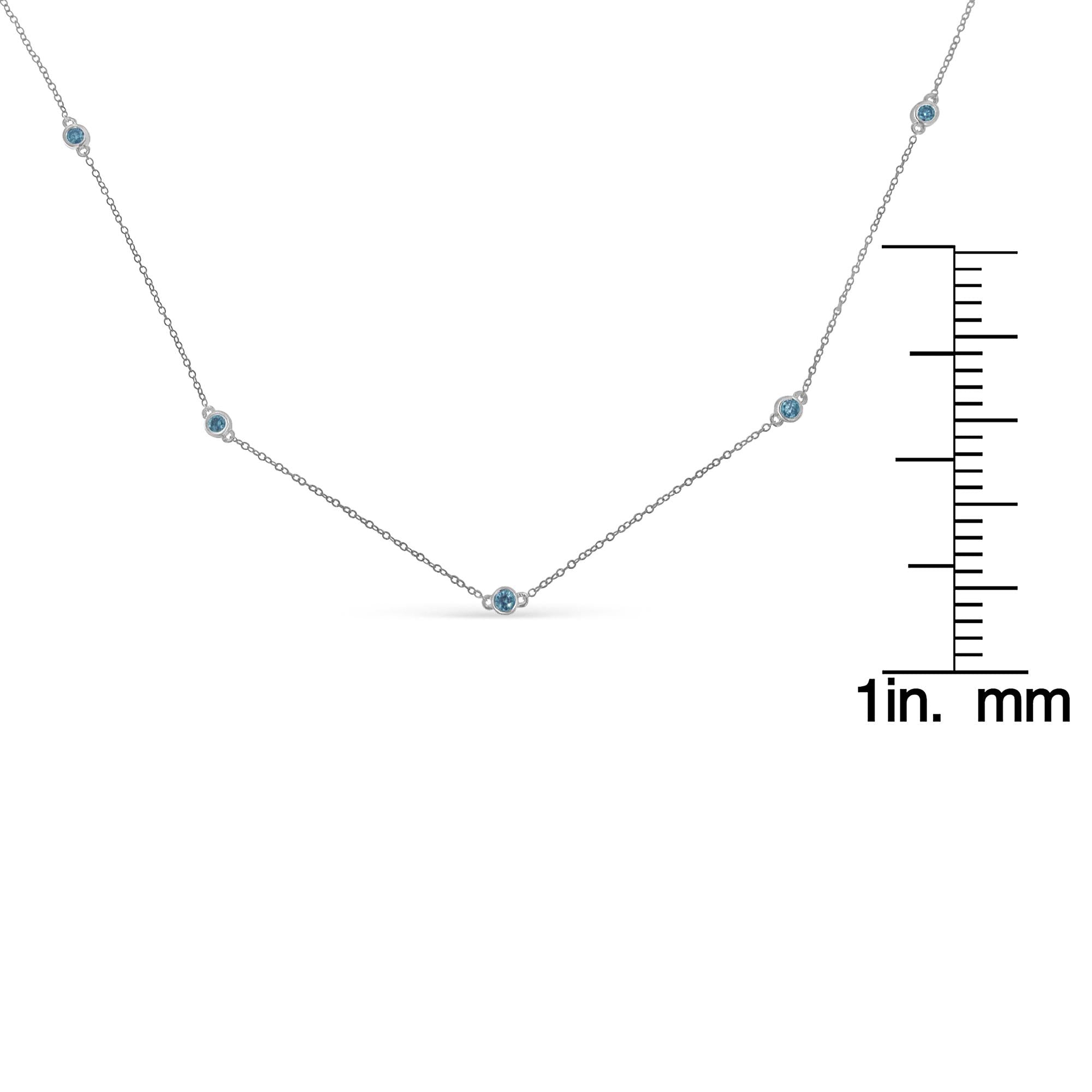 Sterling Silver Treated Diamond By Yard Necklace (1/2 cttw, Blue Color, I2-I3 Clarity) - Bijoux-NYC Direct