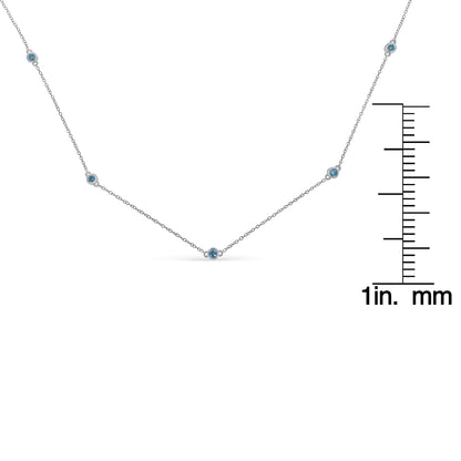Sterling Silver Treated Diamond By Yard Necklace (1/2 cttw, Blue Color, I2-I3 Clarity) - Bijoux-NYC Direct
